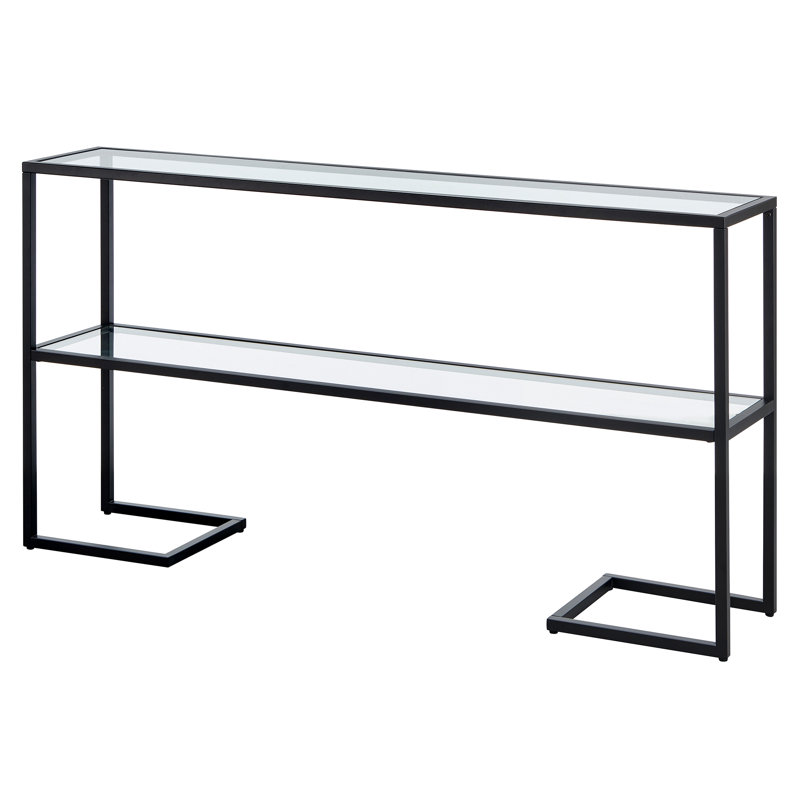Glass Top Console Table, Blackened Bronze