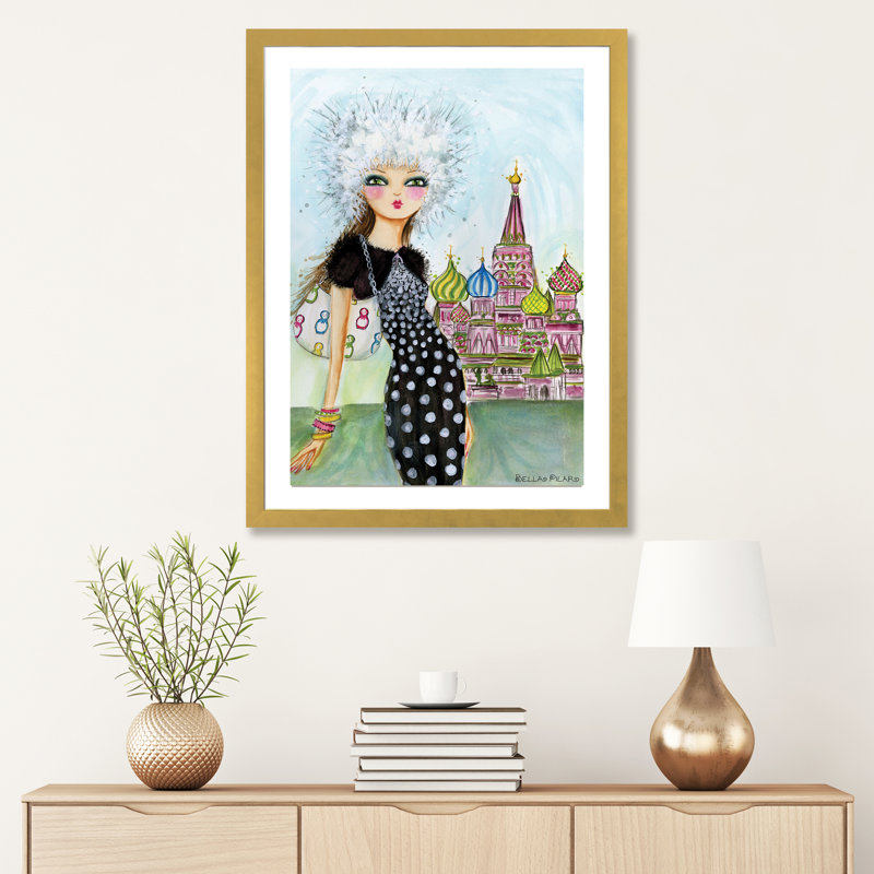 Art de Moscou, H 32 po x l 24 po x P 1 po, Papier encadré doré
