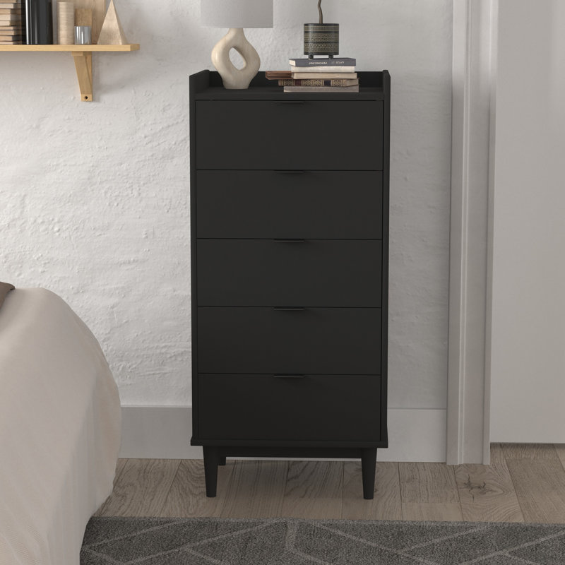 Commode 5 tiroirs Gheorghe, Noir / NotSturdy