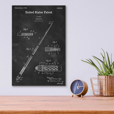 «Billard Cue Blueprint Vernis Chalkboard», art mural en verre acrylique