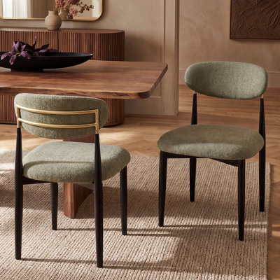Velora Modern Green Chenille Upholstered Armless Dining Chair with Gold Back Frame