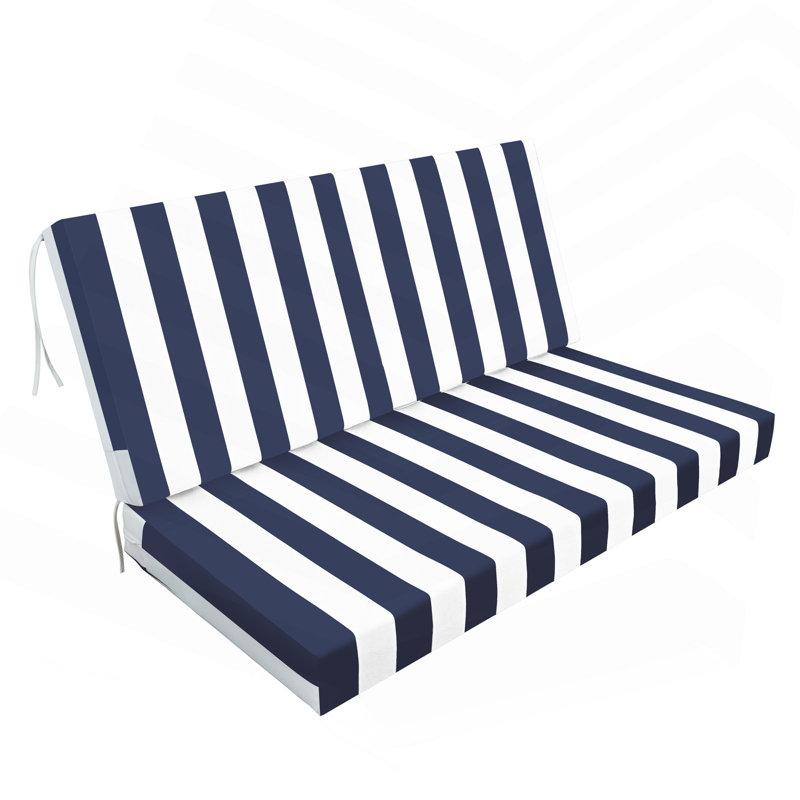Ensemble de coussins de siège profond imperméable pour meubles de patio, rayures bleues / blanches