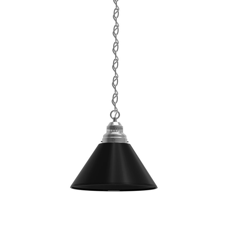 Luminaire suspendu conique 1 lumière, Noir uni, Chrome
