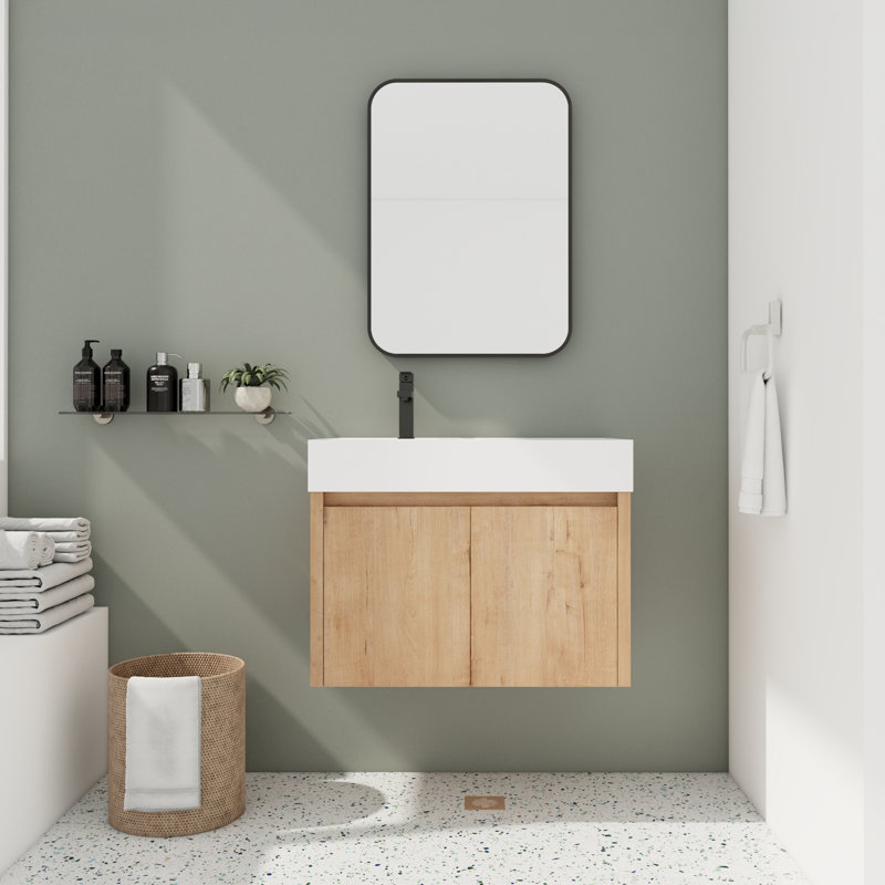 Meuble-lavabo simple 29,97 po avec plateau en résine Friedhilde