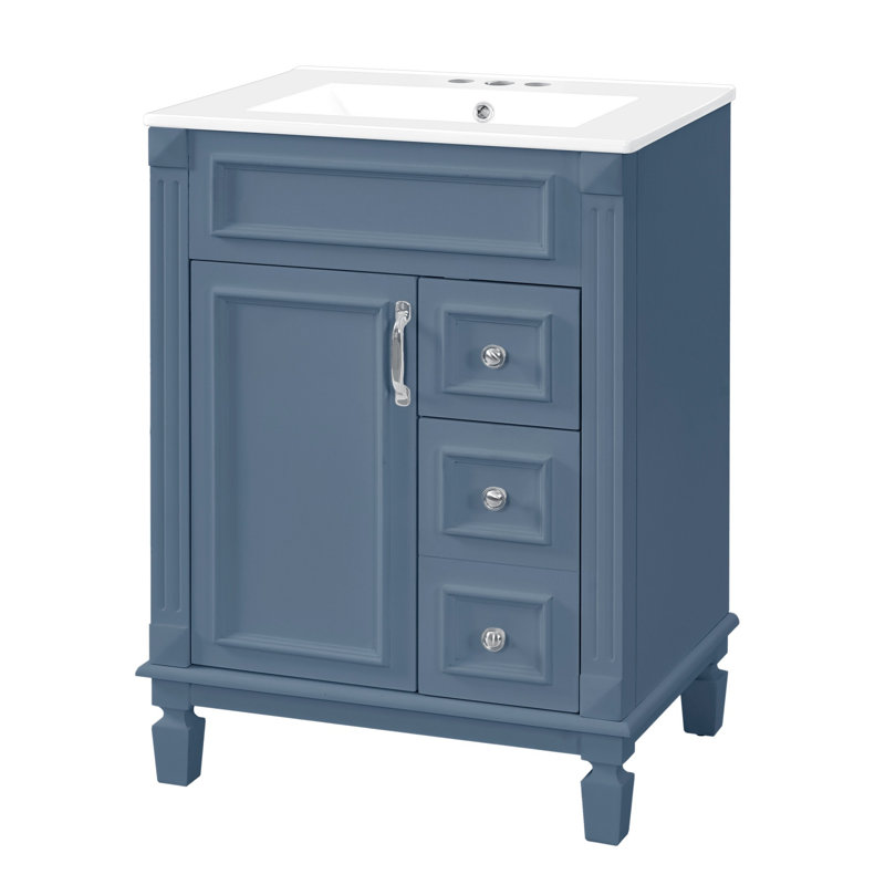 Meuble-lavabo 24 po, 2 tiroirs et tablette réglable, Blue