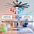 72 in. 12-Blade Black Low Profile Ceiling Fan with Integrated LED, Two-Toned Blades