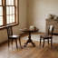Ensemble de salle à manger 3 pièces en bois massif d'acajou d'inspiration asiatique, chaises rondes à dossier à lattes, pieds sur piédestal, style moderne pour petits espaces