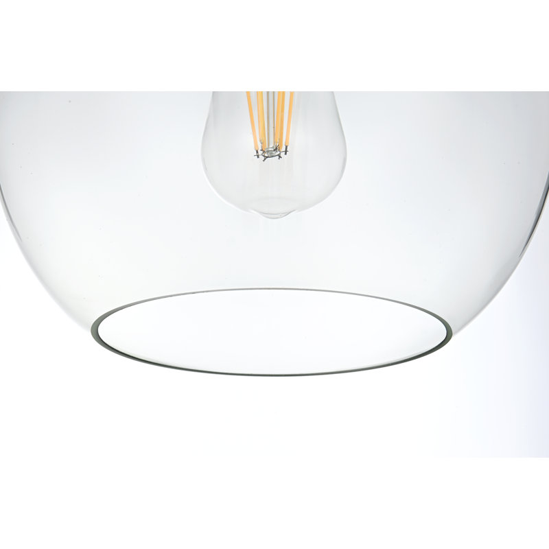 Luminaire suspendu sphérique pour îlot de cuisine à trois lumières avec accents en verre Snead, Transparent, Doré