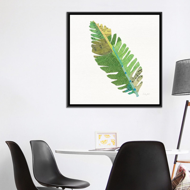 « tropical fun palms iv », impression sur toile, H 18 po x l 18 po x P 1,5 po, Toile avec cadre noir, Pas de tapis