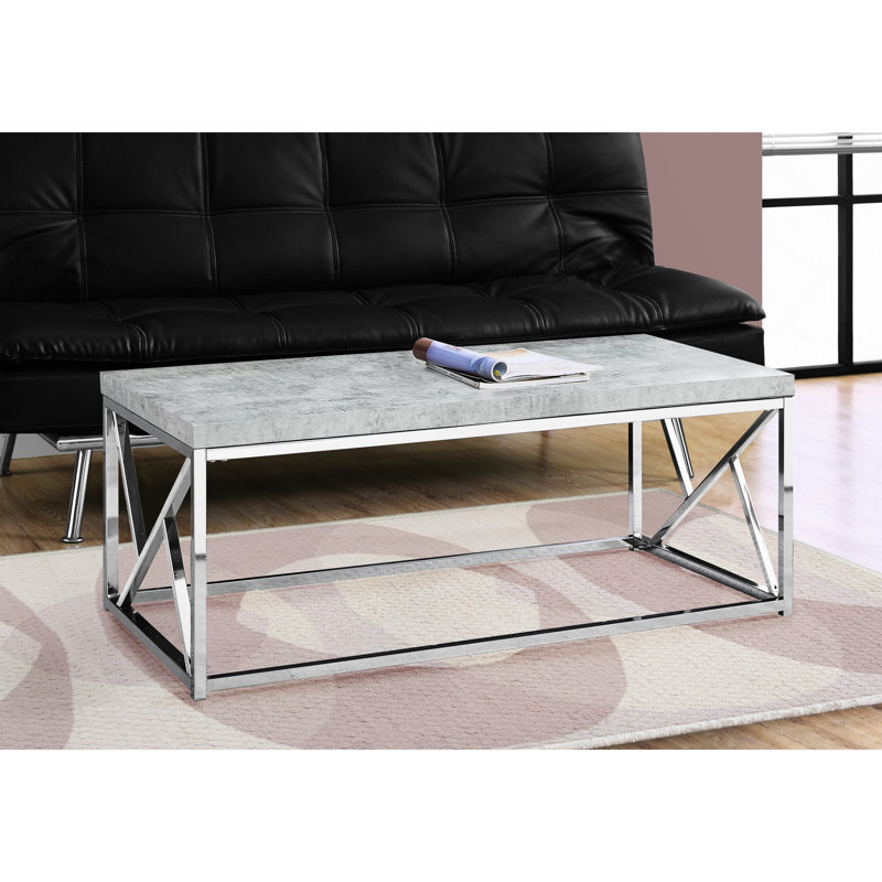 Accent Rectangular Coffee Table, Grey Laminate And Metal Versatile Table In For Various Decor Styles