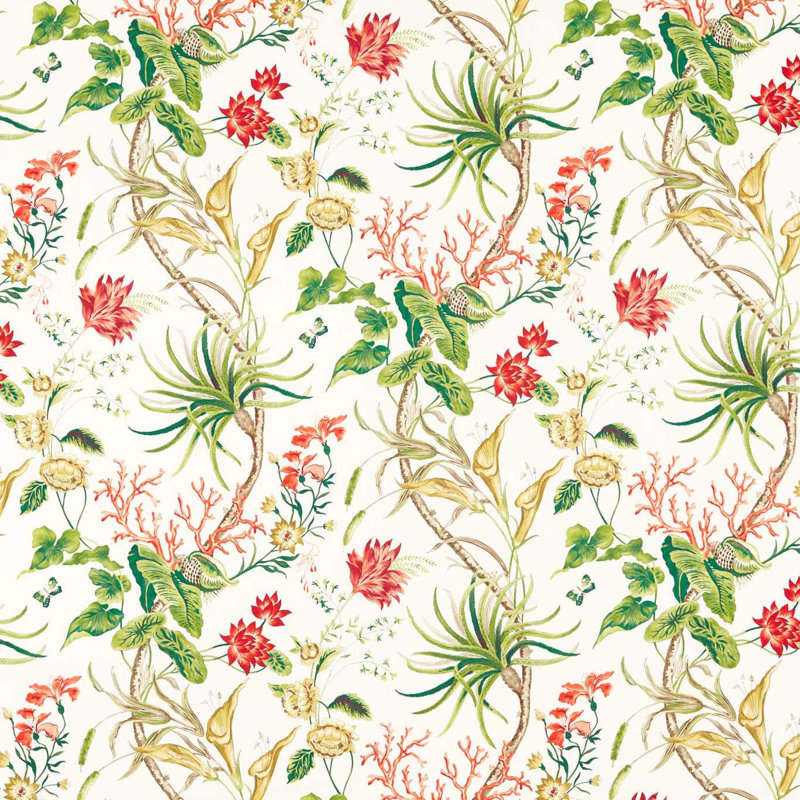 Mauritius Fabric, Green/White/Red