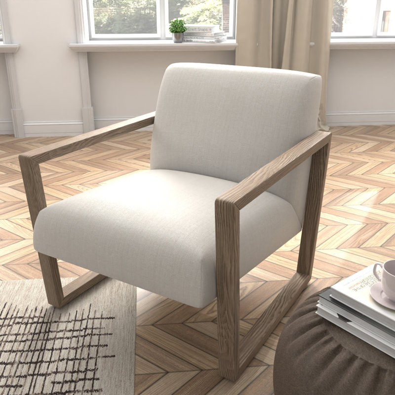 Daedric Upholstered Armchair, Cream Polyester Blend