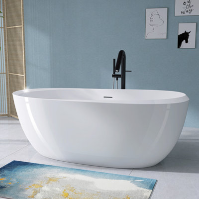 67'' x 30'' Freestanding Soaking Acrylic Bathtub