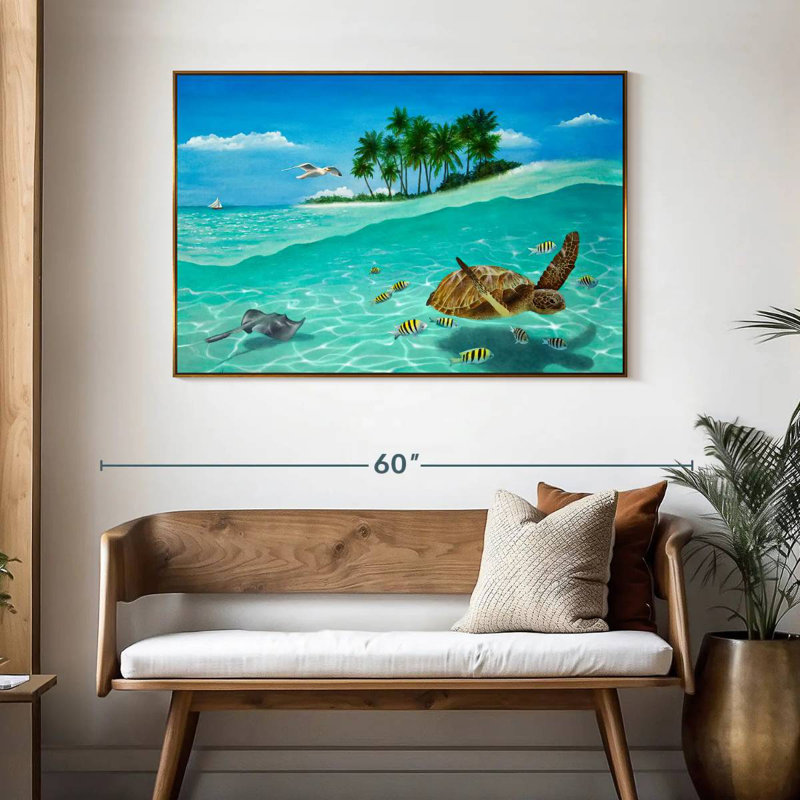 Breezin ', 46 po x 31 po, Cadre flottant doré
