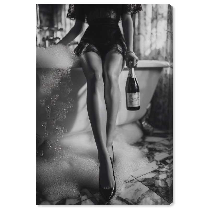 Bubbly Midnight Fashion Canvas Print by Oliver Gal, Black Frame, 10 x 15, 10"H x 15"W, Gallery Wrapped