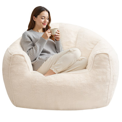 Oversized Bean Bag Chair, Plush Faux Fur Large Lounger