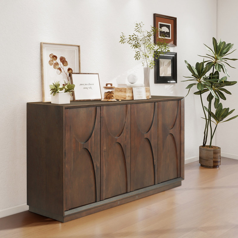 Armoire moderne en bois à 4 portes avec tablettes réglables - Solution de rangement élégante pour la maison ou le bureau