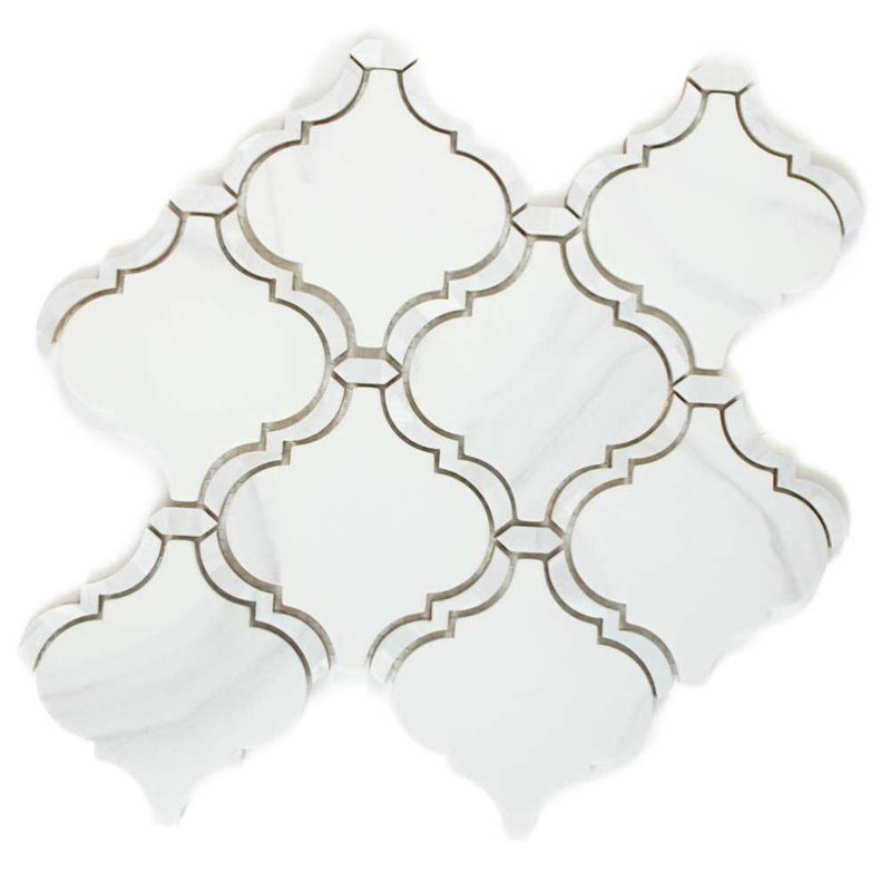  Carreau de mosaïque murale en verre satiné Tahitian Pearl 14 po x 14,5 po, Blanc