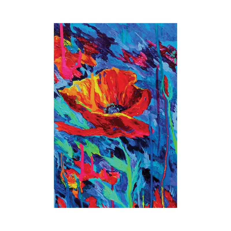 Abstract Poppies by Lindsey Dahl - Wrapped Canvas Painting, 20.32 cm H x 30.48 cm W