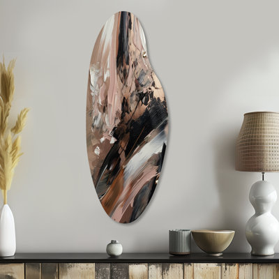 Brown And Black Beyond Boundaries II - Abstract Asymmetrical Metal Wall Art, Modern Curved Metal Art Print