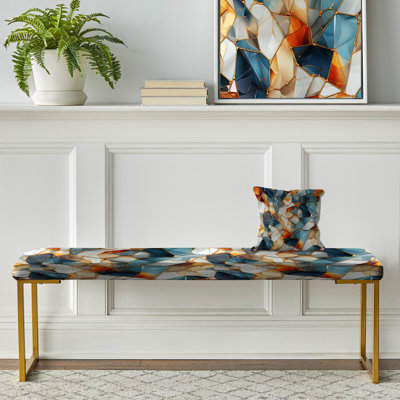 Marble Upholstered Gold Bench