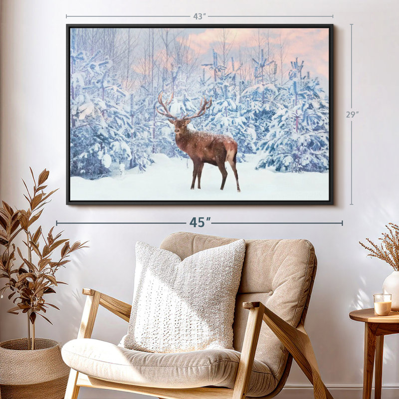 Impression sur toile Snowy Deer, H 29 po x l 43 po