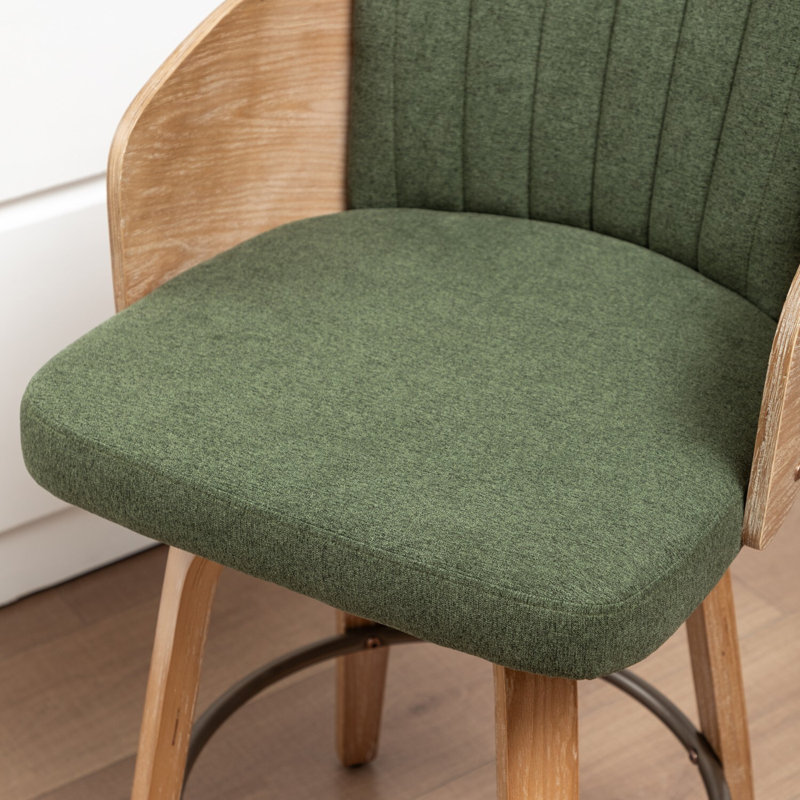 Verna Swivel Wooden Bar Stools, GREEN, Set of 2, 76.5cm