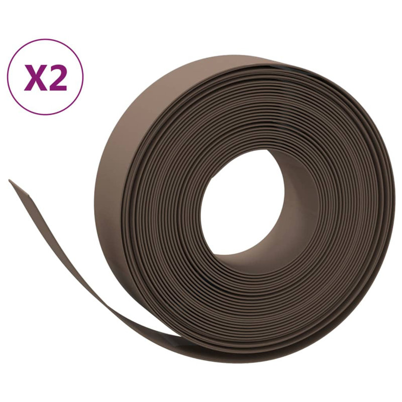 Auguster Polyethylene Plastic Lawn Edging, Brown, 15cm H x 100cm W