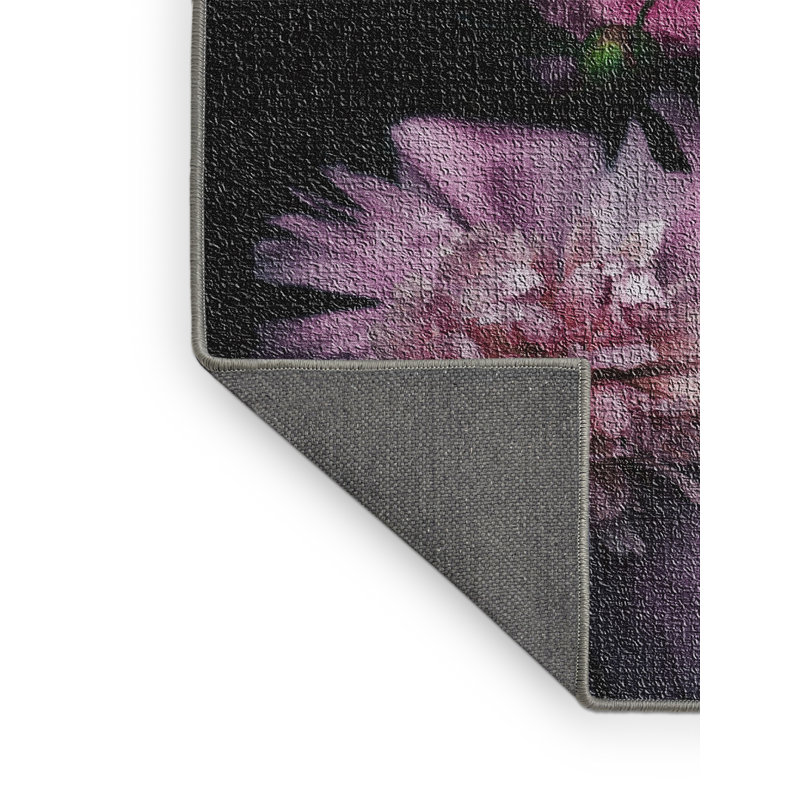 Tapis de fleurs avec 9 zones noires, Rectangle 3 pi x 5 pi