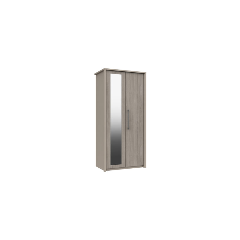 Wyman 2 Door Manufactured Wood Wardrobe, Fired Earth/Grey Oak