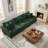 3 - Piece Upholstered Green Chenille Modular Sectional Sofa with Armrests & Throw Pillows-502441076