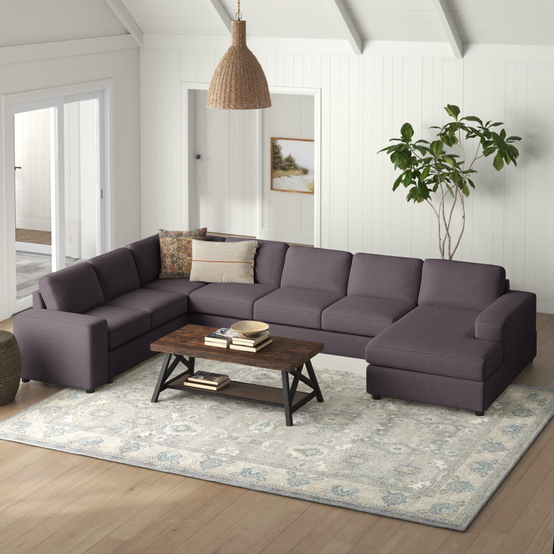 Canapé modulaire réversible de 146 po de largeur Harwich, Mélange de lin gris foncé
