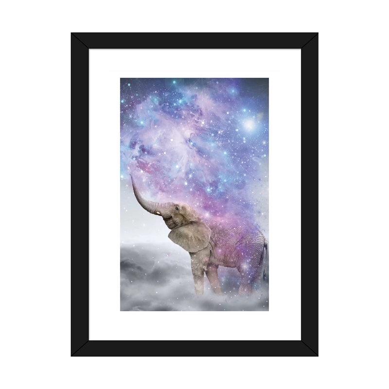 «Elephant - Dust Galaxy» par Soaring Anchor Designs - impression d'art graphique, H 32 po x l 24 po x P 1 po, Blanc