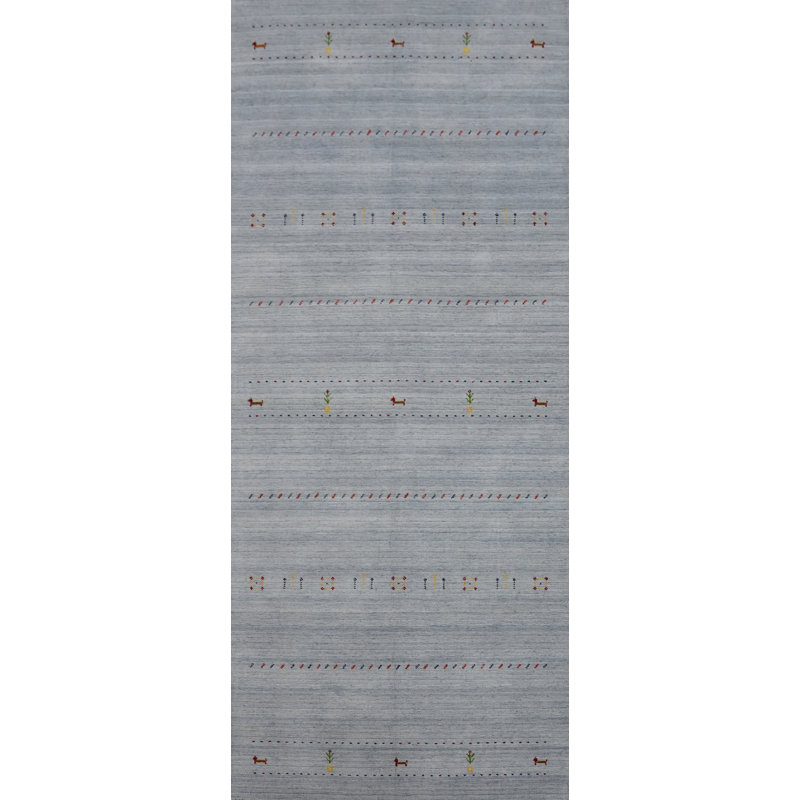 Tapis de couloir tribal gris argenté