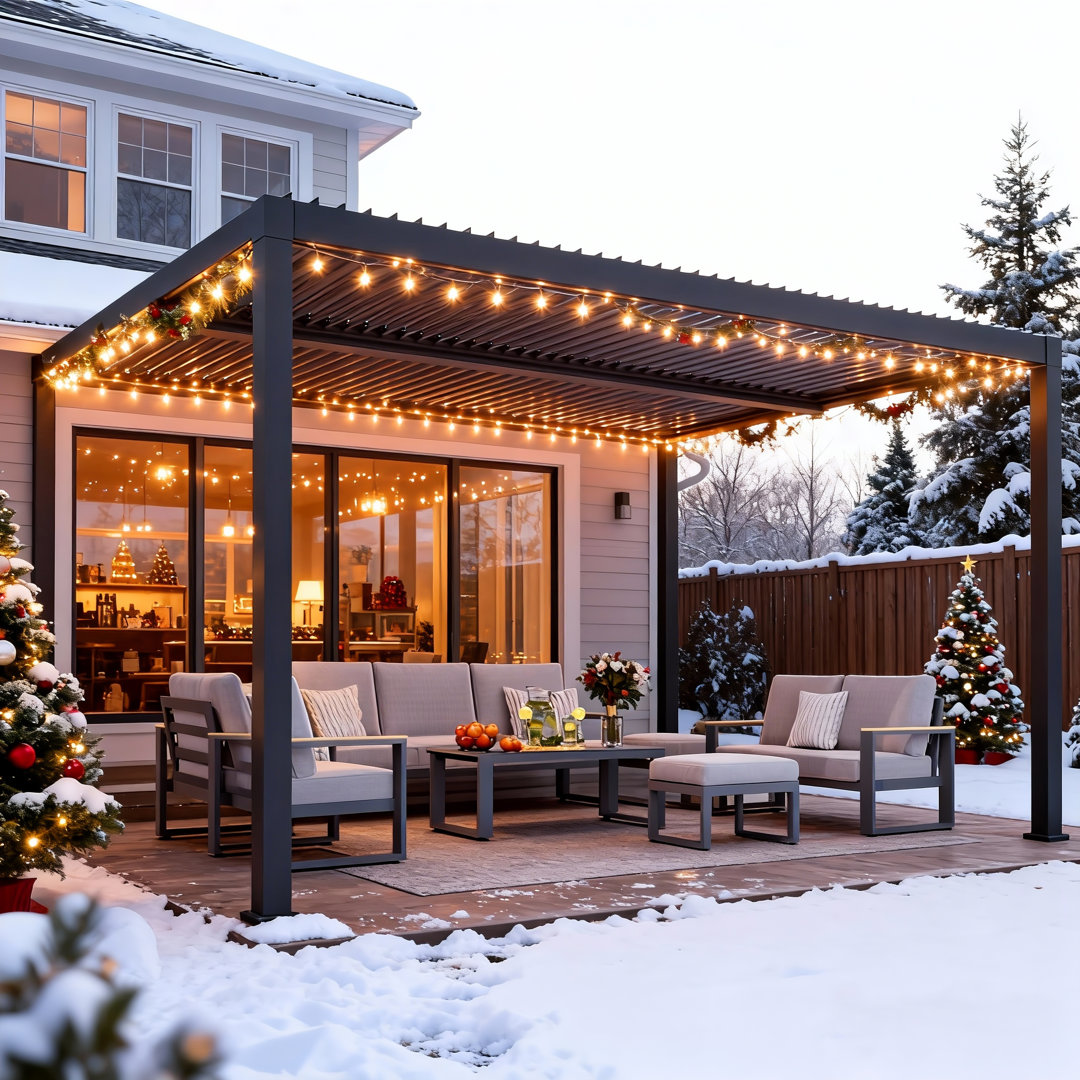 Aluminum Outdoor Pergola with Independent Louvered Green4ever 