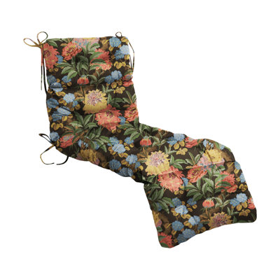 Coussin de chaise longue d'extérieur 72 x 22 x 4 pouces 100% polyester imperméable pour chaise longue d'extérieur avec attaches, vert forêt