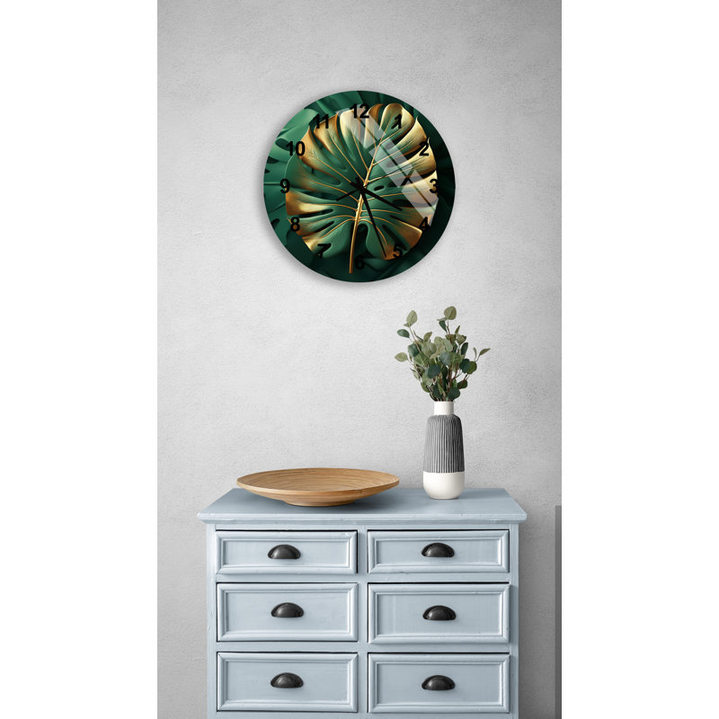 Horloge murale Glam Emerald Green, Noir