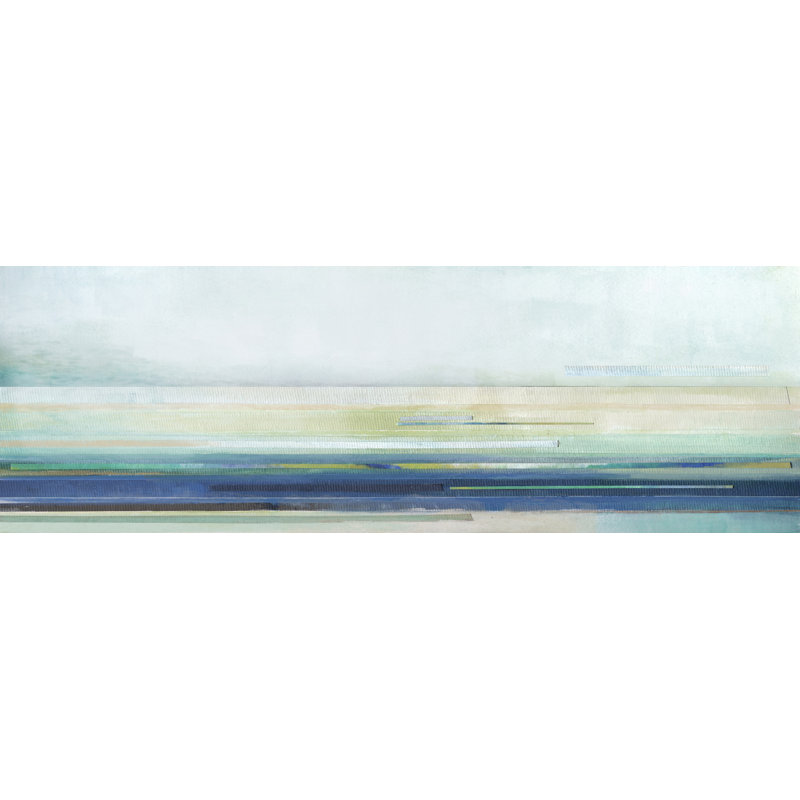 «Blue Lapis Waterfall V», reproduction d'art panoramique sur toile, H 15 po x l 45 po x P 0,1 po
