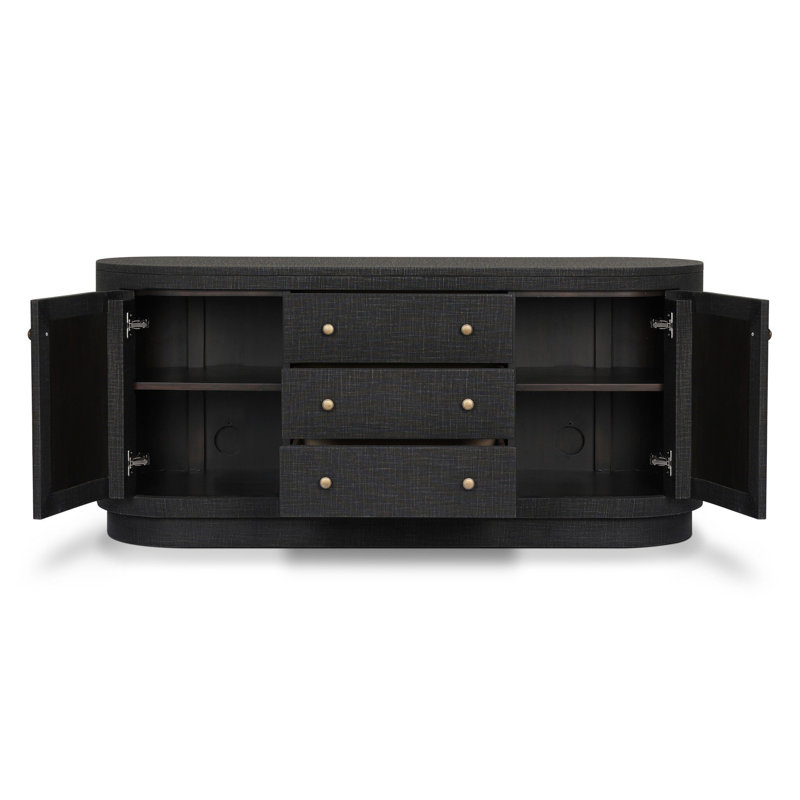 Amelia Media Console, Black Linen