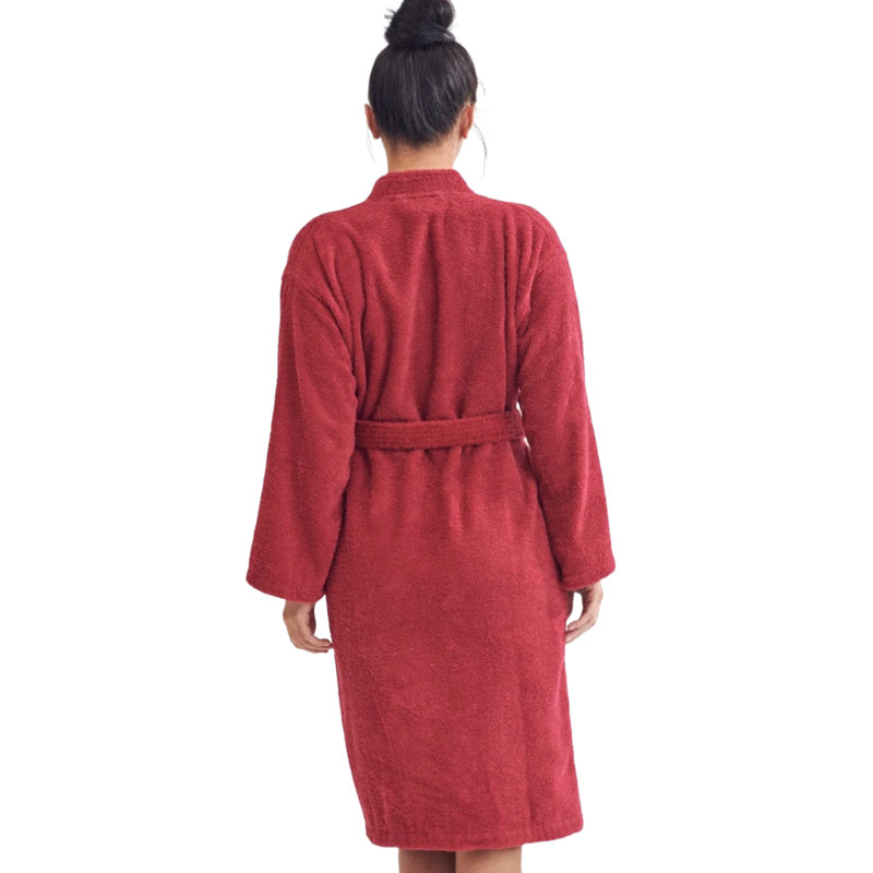 Peignoir mi-mollet 100% coton avec poches Ingobert, P / M, Rouge