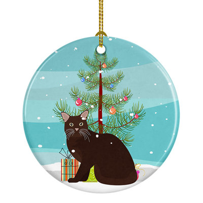 Ornement en céramique birmane chat joyeux Noël no. 2