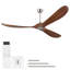 Ventilateur de plafond en bois massif de 224 cm (88 po) sans éclairage, 3 pales, 6 vitesses, télécommande et commande murale-1947553451