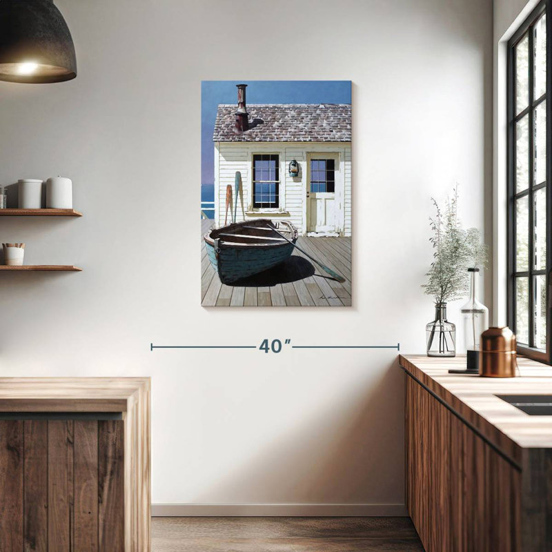 Mehar Blue Boat On Deck, 36" H x 24" W