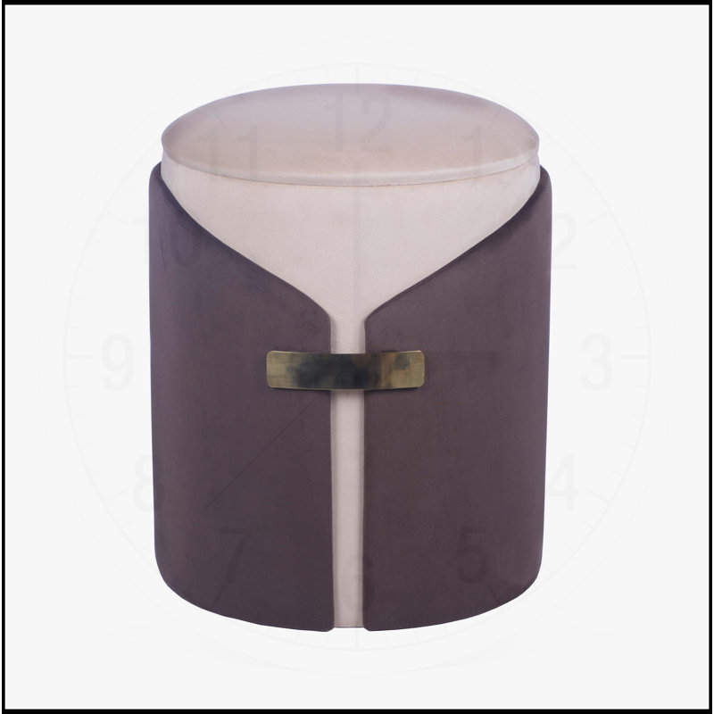 Repose-pieds élégant à deux tons avec rangement caché et accents dorés, parfait pour le meuble-lavabo ou le salon
