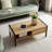 40.16" Rattan Coffee Table, Sliding Door For Storage, Metal Legs, Modern Table  For Living Room , Natural-1121525459-1121525458