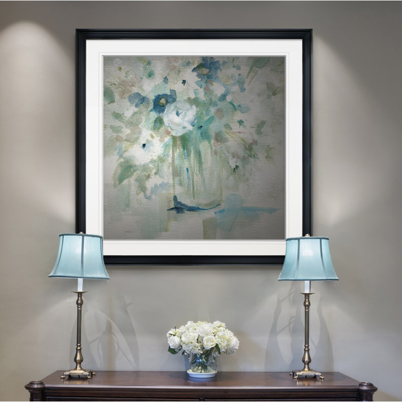 " Blooming Whispers ", 28" H x 28" W x 1.5" D, Black Framed