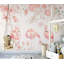 Papier peint amovible floral rose flamant rose et jardin de roses-292921064