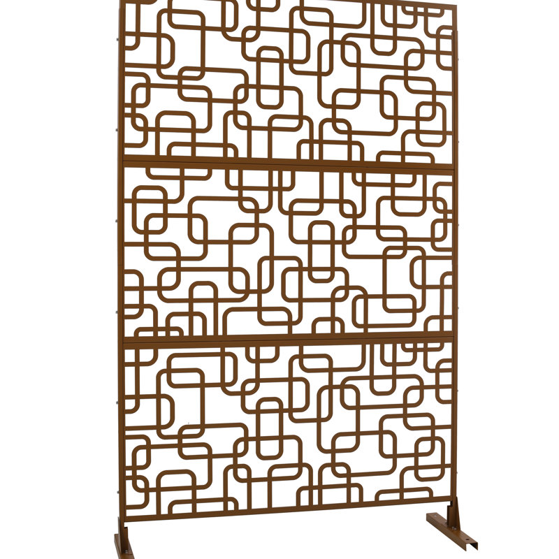 Cloison d'intimité en métal de 76 po H48 po - Brun pour terrasse, balcon, pelouse, jardin, extérieur et intérieur Ps114, Brun