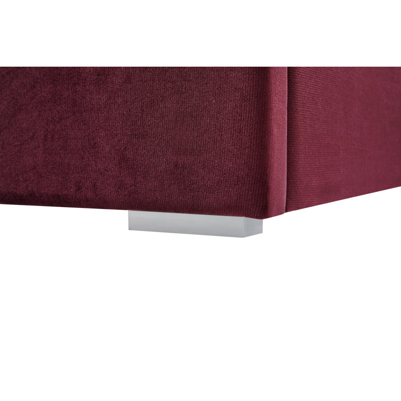 Lit de chambre à coucher, cadre de lit, lit plateforme tapissier avec tête de lit, King, Red