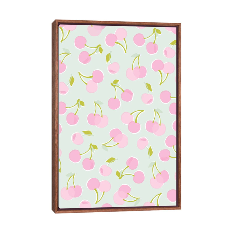 «Fruit Fizz II» par Angela Nikeas - impression d'art graphique, H 60 po x l 40po x P 1,5 po, Toile avec cadre en bois brun